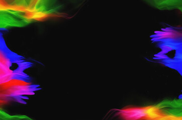 3d render, abstract background with glowing rainbow waves flames .Generative Ai