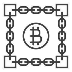 Bitcoin Blockchain Technology vector Cryptocurrency outline icon or design element