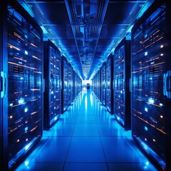 Fototapeta premium Server room data center. Internet and technology concept.