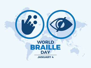 World Braille Day poster vector illustration. Braille icon vector. Blindness icon set. Template for background, banner, card. January 4 every year. Important day