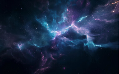 Naklejka na ściany i meble Vibrant space nebula glowing in deep cosmos - fantastic nebula, cosmic imagery.