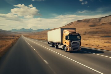 Obraz premium Truck on the highway. Freight transportation