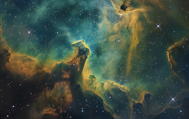 Obraz na płótnie Canvas Vibrant space nebula glowing in deep cosmos - fantastic nebula, cosmic imagery.