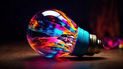 Obraz na płótnie Canvas Vibrant colorful bulb showing ideas being created