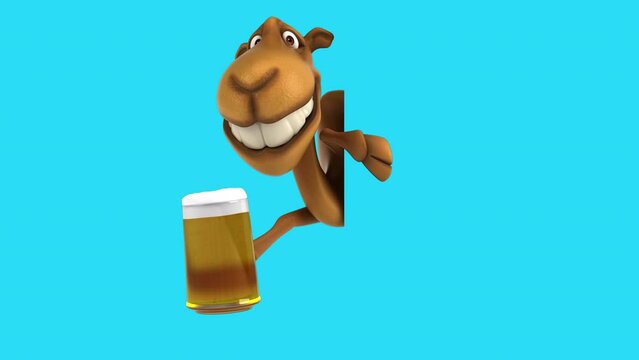 Fun 3D cartoon camel with a beer (with alpha channel included)