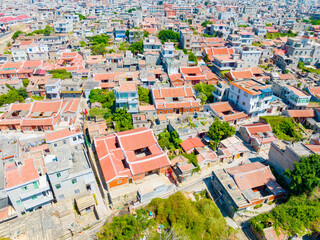 Aerial photography of the ancient city of Chongwu in Hui'an County, Quanzhou, Fujian, China