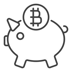 Cryptocurrency Piggy Bank vector Bitcoin linear icon or logo element