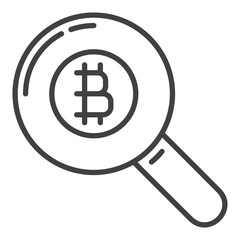 Magnifier with Bitcoin sign vector Cryptocurrency Search icon or symbol in thin line style - 785216340