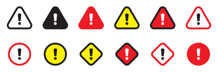 Caution signs. Danger, warning sign, attention sign. Danger icon, warning icon, attention icon.