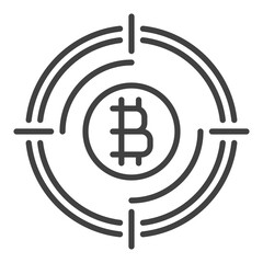Target with Bitcoin sign vector Crypto Technology thin line icon or design element
