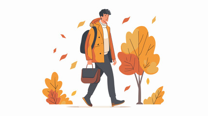 Lonely man wearing autumn clothes for cold season
