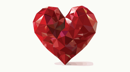 Low poly 3D heart symbol illustration on white background