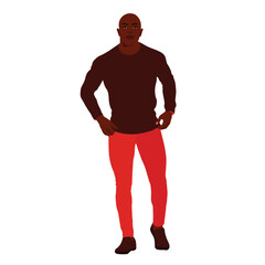 Fototapeta premium Bold stylish black man in elegant art style vector