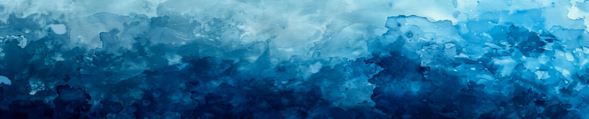 Abstract Watercolor Texture in Shades of Blue Evoking Ocean Depths - obrazy, fototapety, plakaty
