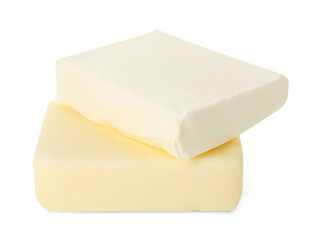 Blocks of tasty butter isolated on white
