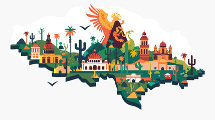 A Country Shape Illustration of Mexico flat vector isolated