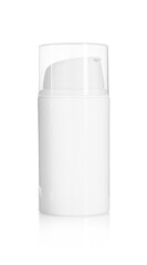 Bottle of body care cream isolated on white