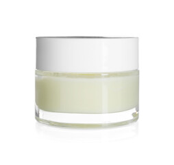 Jar of body care cream isolated on white