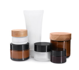 Body care cream. Set of cosmetic products isolated on white