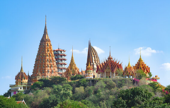 Traditional temples Wat Tham Suea at Kanchanaburi Province Thailand