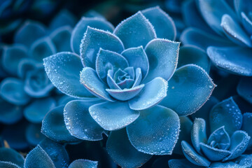 Frost-Kissed Blue Succulent Plant in the Morning Light