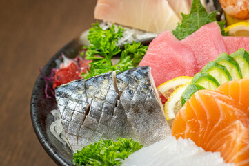 sashimi mixed fresh set japanese food variation in dish. Sashimi Japanese food, Sashimi set with...