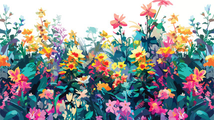 Obraz na płótnie Canvas A Garden Symphony with the stunning colorful flowers illustration