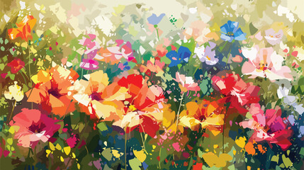 A Garden Symphony with the stunning colorful flowers illustration
