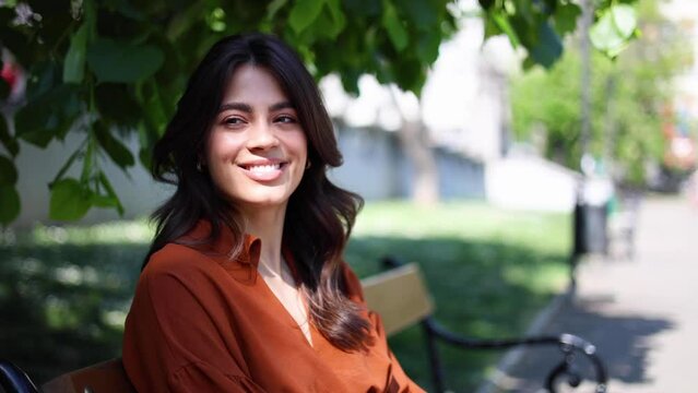Video portrait of a beautiful, young Latin woman enjoying outdoors