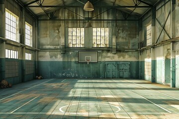 French country, provincial, charming decoration in basketball room Captured in the style of architectural photography ,  - obrazy, fototapety, plakaty