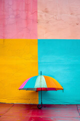 An isolated umbrella on an colorful background