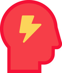 Mind brain intelligence icon. Human light idea, business process stroked flat element for modern and retro design. Simple color vector pictogram isolated on white background