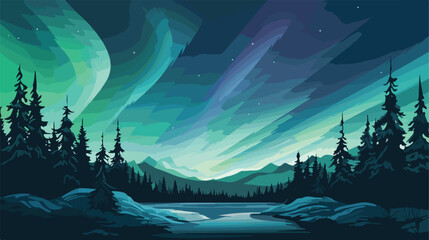 A stunning aurora borealis lighting up the night sky  - obrazy, fototapety, plakaty