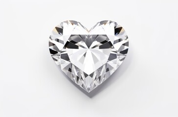 Fototapeta premium Heart shaped gemstone. Heart shaped diamond on white background. Crystal. Heart shaped diamond