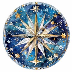 A mystical watercolor star chart featuring planets, zodiac signs, and constellations, perfect for astrology and celestial-themed designs