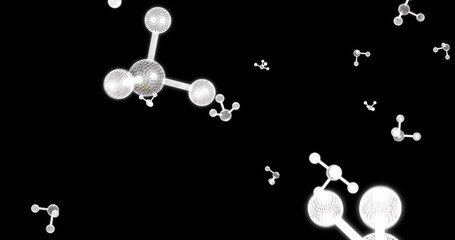 Image of molecules moving on black background