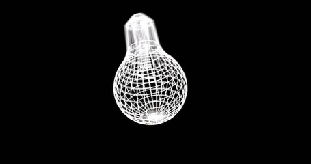 Image of light bulb icon moving on black background