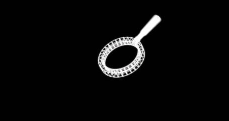 Image of magnifying glass moving on black background