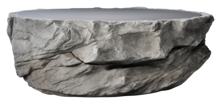 PNG  Circle gray rock podium stand  cracked boulder. AI generated Image by rawpixel.