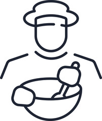 Chef Isolated Vector Outline Symbol for Websites and Apps. Editable stroke for different purpose
