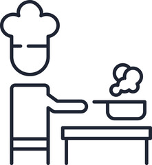 Cooking Isolated Vector Line Icon Drawn with Thin Line for Banners, Infographics, Books. Editable stroke for different purpose