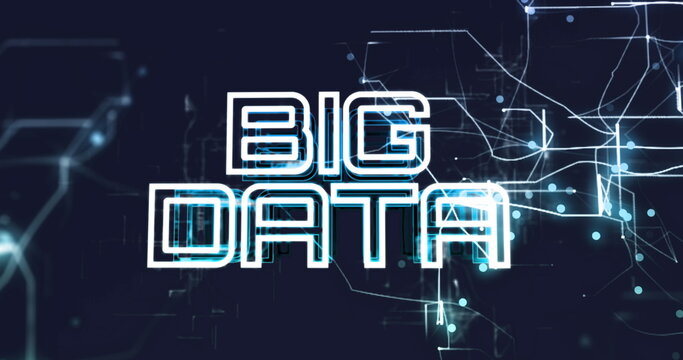 Image of big data text with navigation pattern over black background