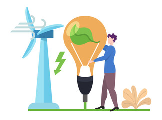 Concept of Ecology Problems and Alternative Energy, flat design vector illustration, for graphic and web design 