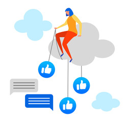 Concept of Likes in Social Media, flat vector illustration, for graphic and web design