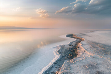 African salt lake Natural Landscape. , Top view. - obrazy, fototapety, plakaty