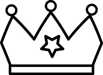 Crown headdress of child king, birthday party symbol. Outline of festive child king crown for design of children entertainment center. Simple linear icon isolated on white background