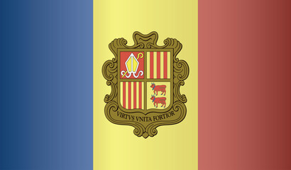 National flag of Andorra. Flag of Andorra. Sign of Andorra. Flag of Andorra with gradient. - obrazy, fototapety, plakaty