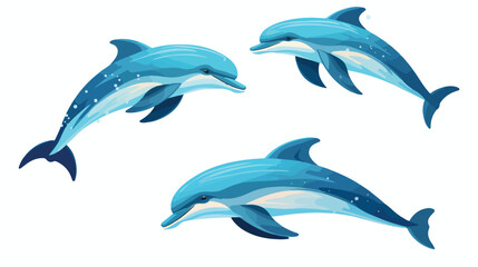 Naklejka premium A group of dolphins jumping out of the water flat vector