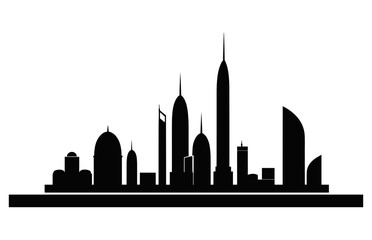 Abu Dhabi City Skyline Silhouette black Vector