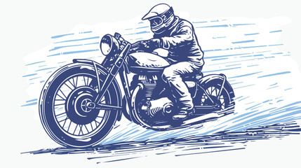 A hand drawn illustration of an moto racer driving old